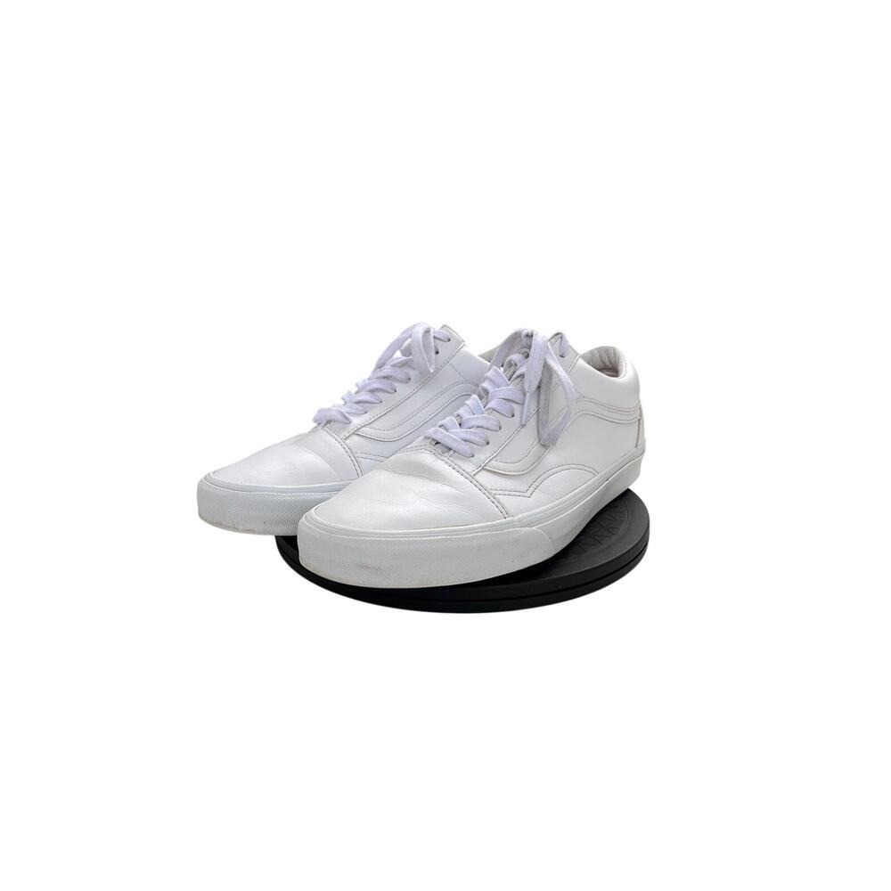 Mens Vans Old Skool Low Leather Skateboard Sneakers Size 11.5 Triple White - Picture 2 of 6